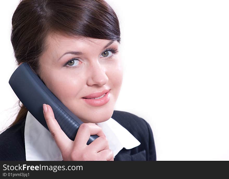 Portrait of young beautiful woman in office environment