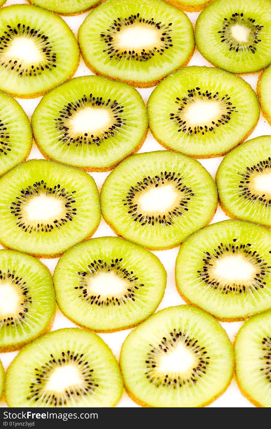 Kiwi Slices On White Closeup