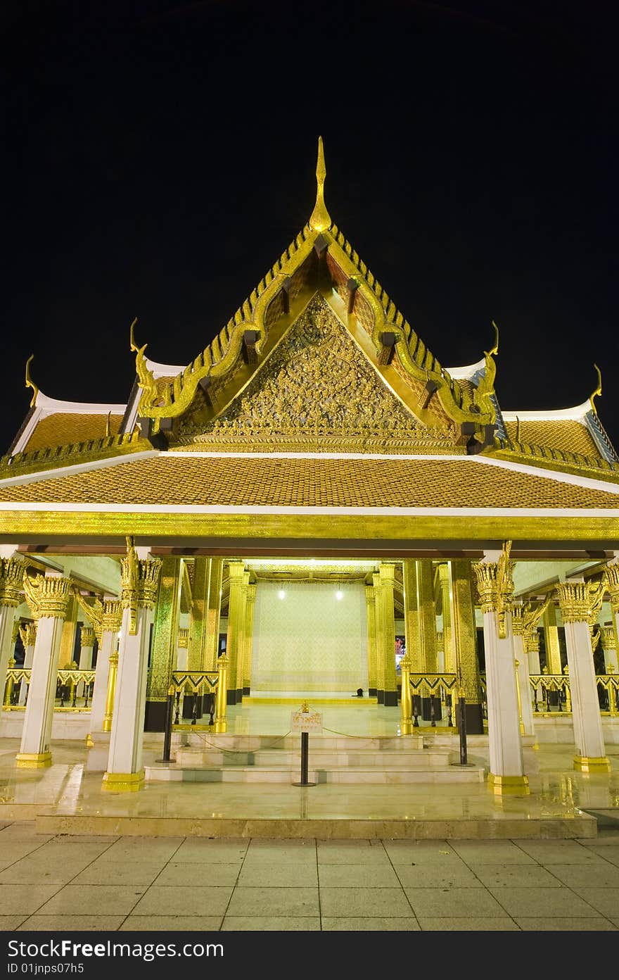 Buddhist temple at night