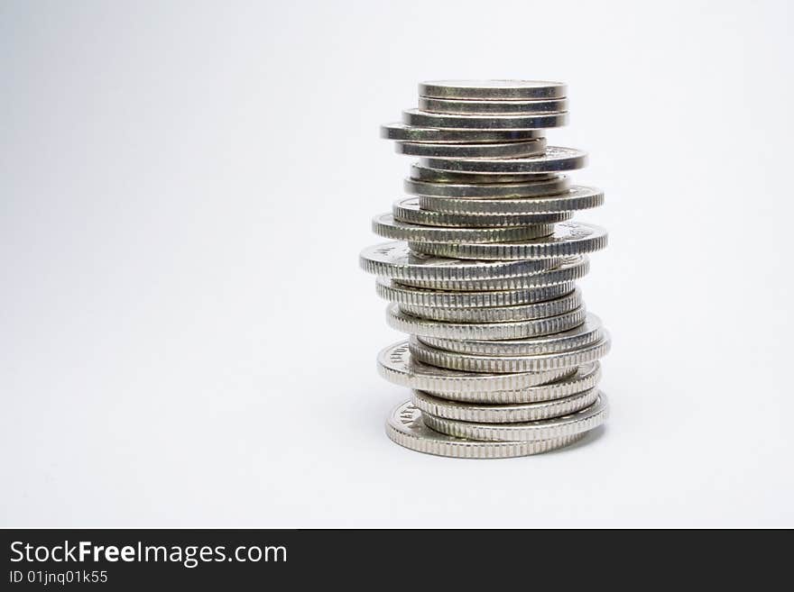 Coins stack isolated on white