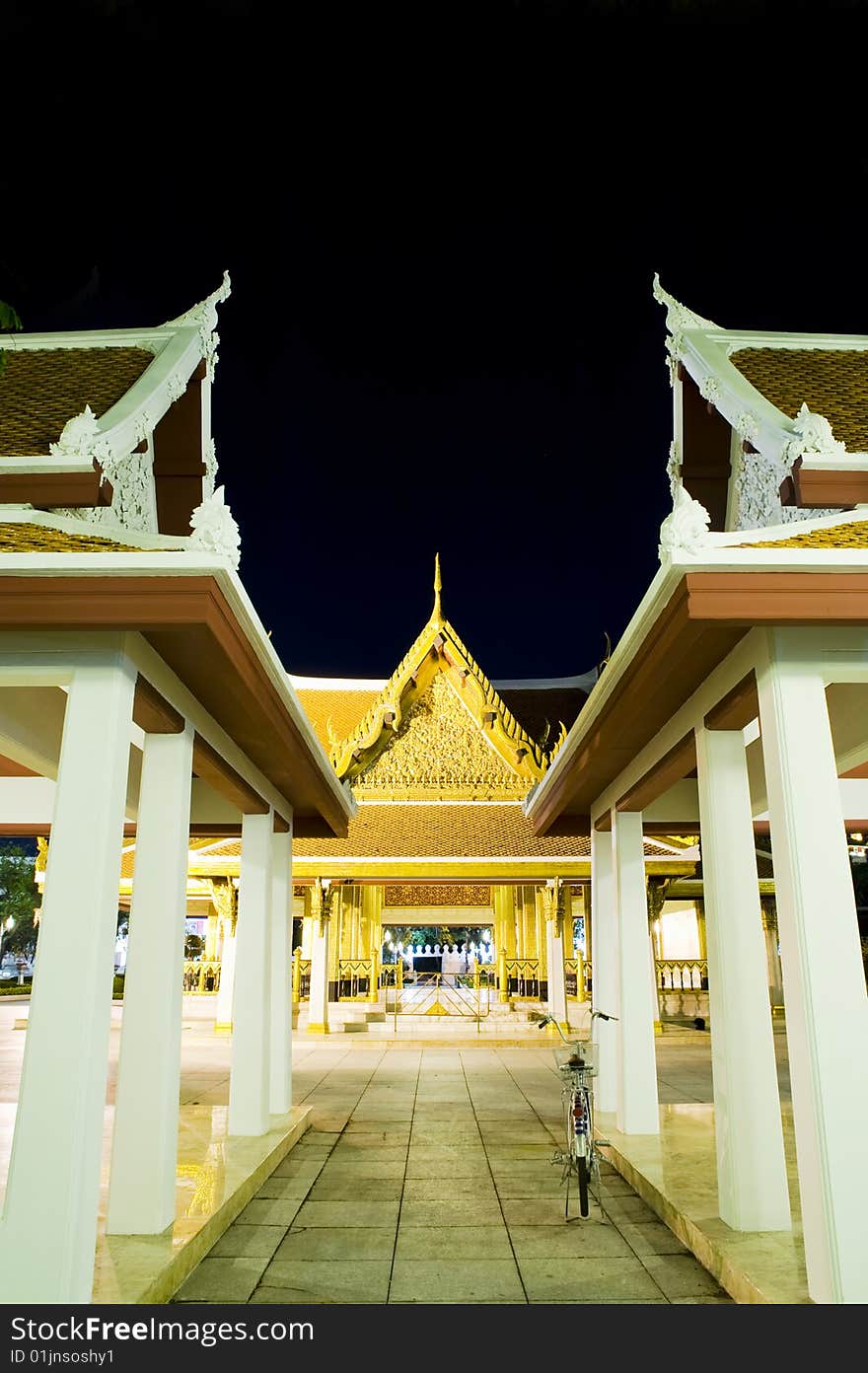 Temple avenue at night in bangkok. Temple avenue at night in bangkok