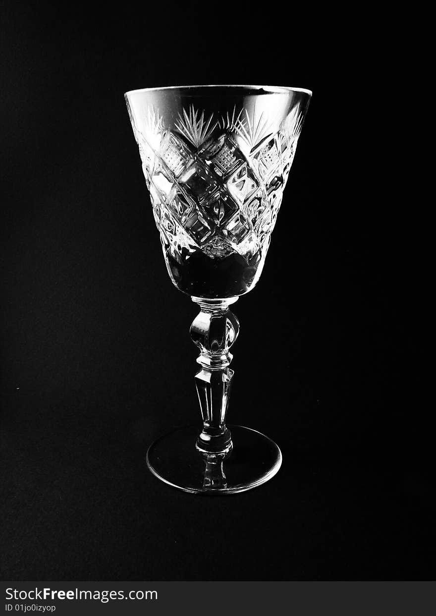 Crystal glass on a black background