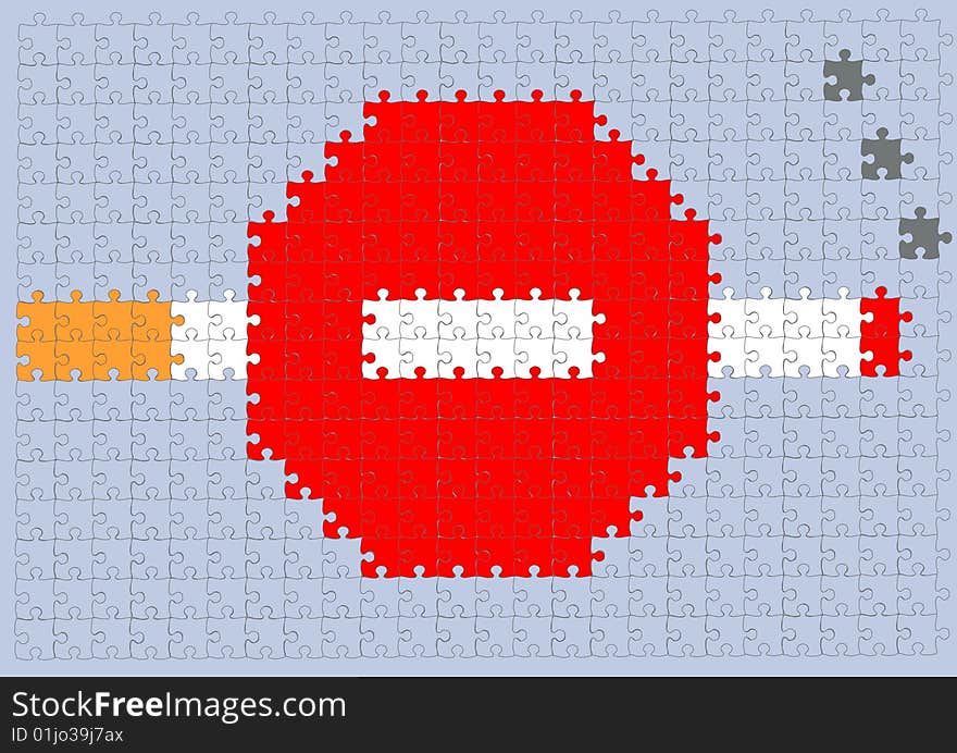 Vector mosaic with cigarette and symbol stop. Vector mosaic with cigarette and symbol stop