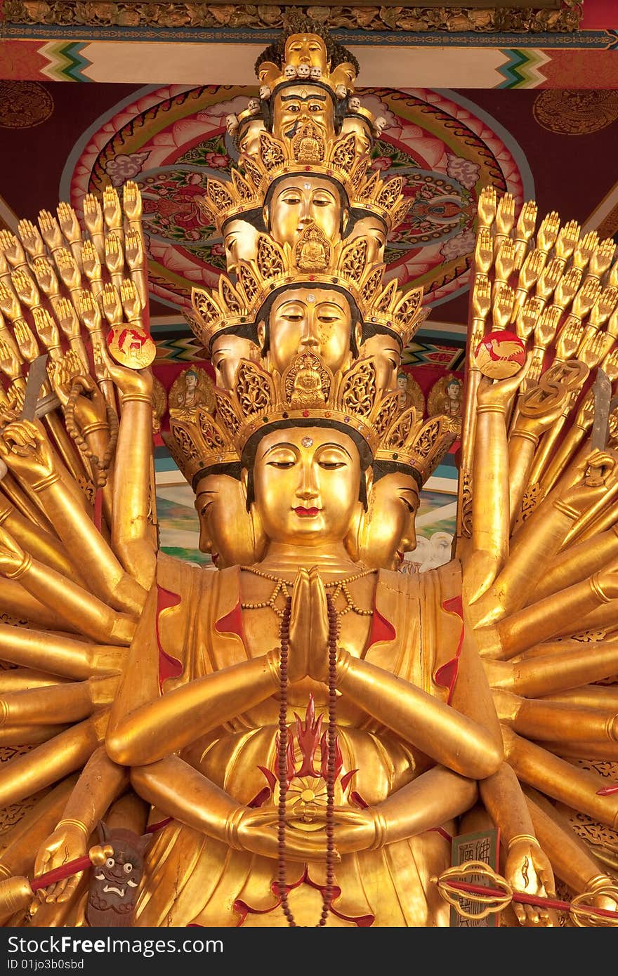 Image of thousand hands Kuan Im U Lai, Chinese most sacred god. Bangkok, Thailand. Image of thousand hands Kuan Im U Lai, Chinese most sacred god. Bangkok, Thailand