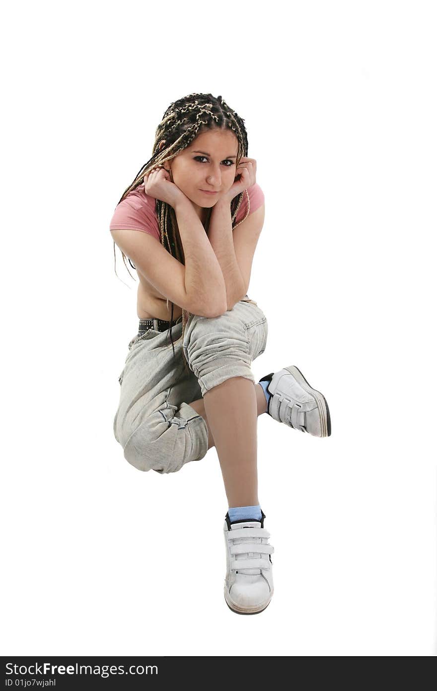 The nice girl with an ethnic dreadlocks hairdress