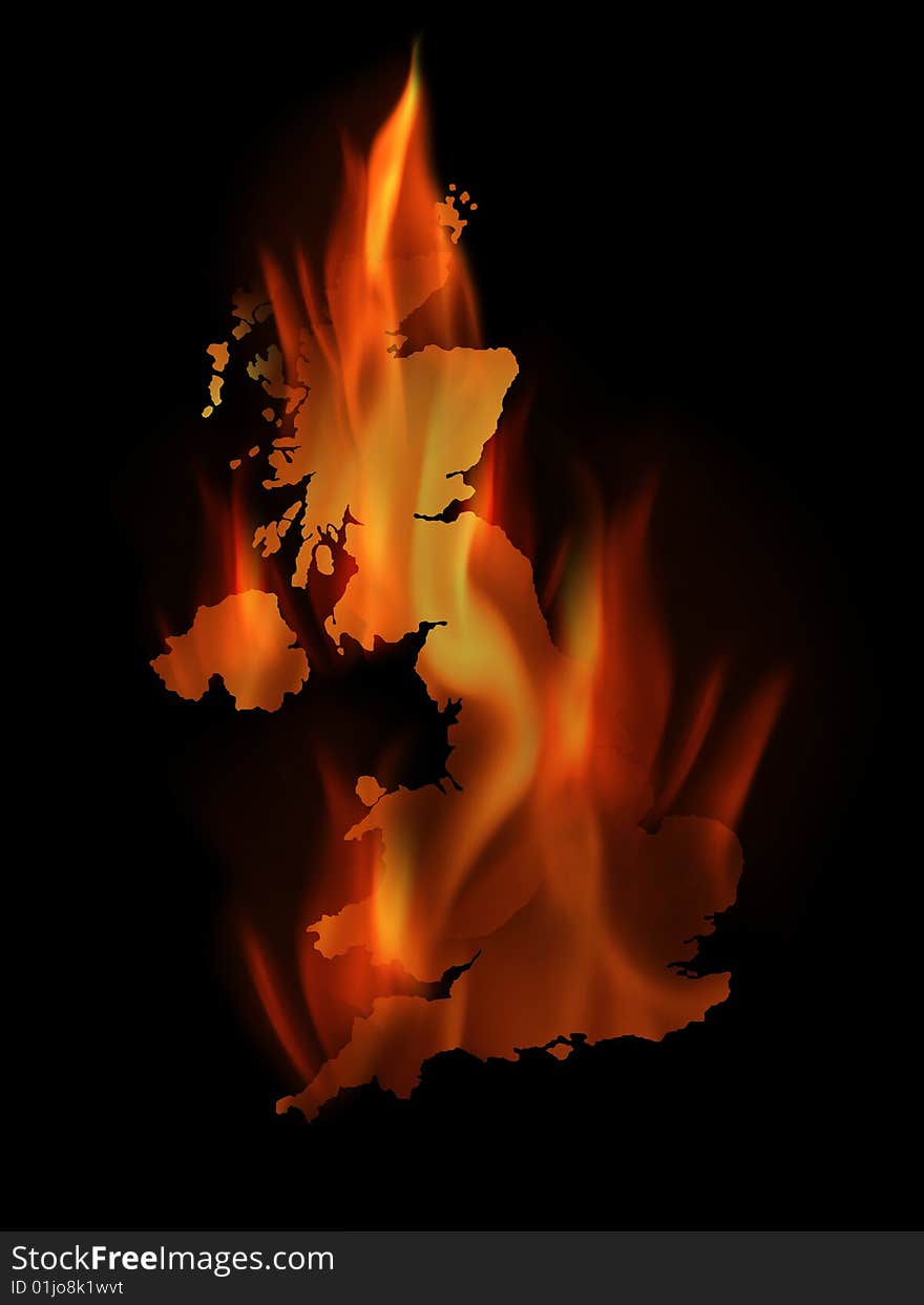 The hot fire is burning in the country of England. The hot fire is burning in the country of England