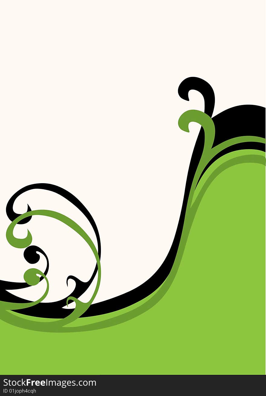 Abstract green waves, background vector