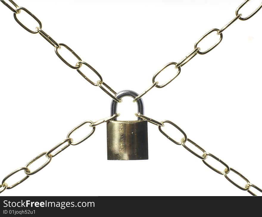 Lock and chain isolated on white background. Lock and chain isolated on white background