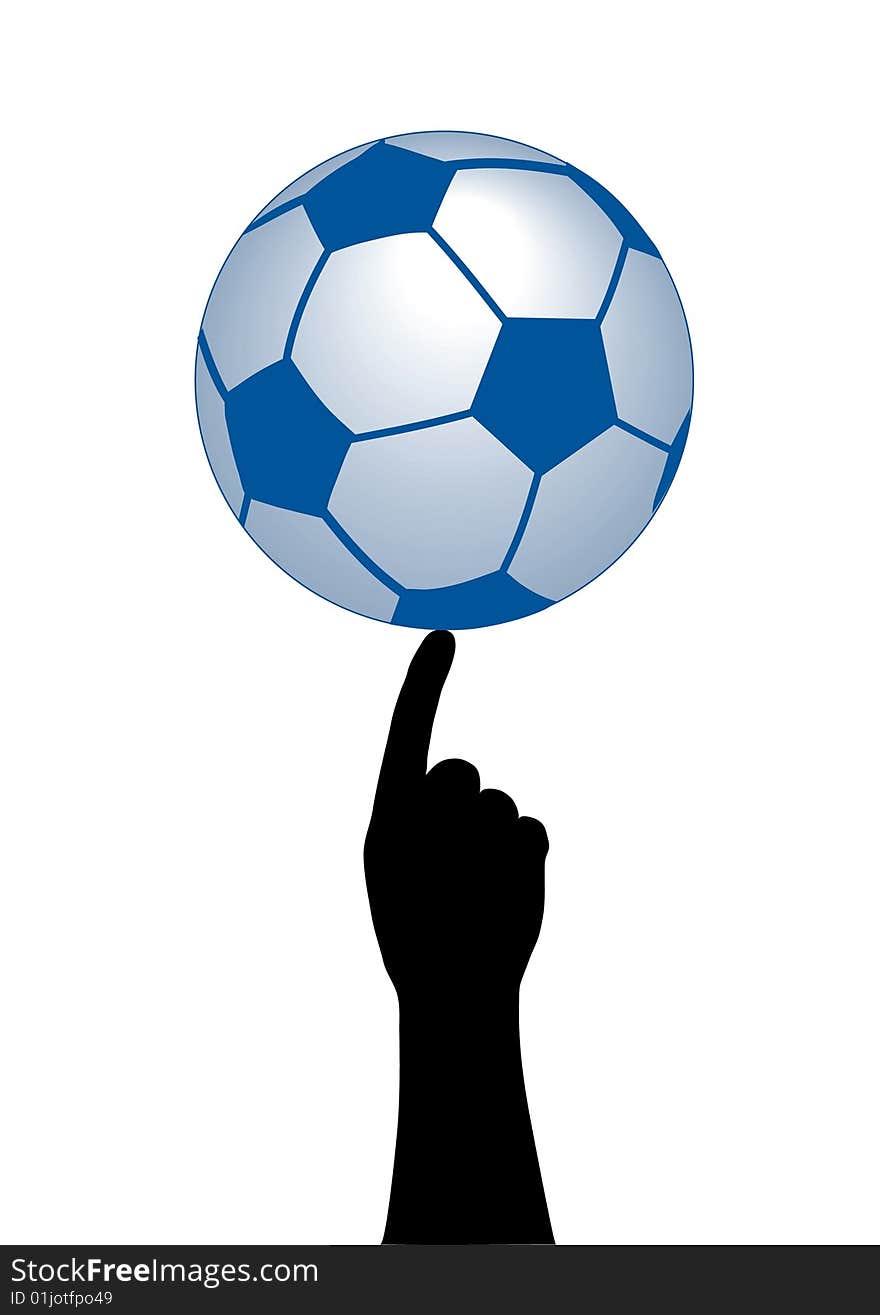 Hand and football ball, vector. Hand and football ball, vector