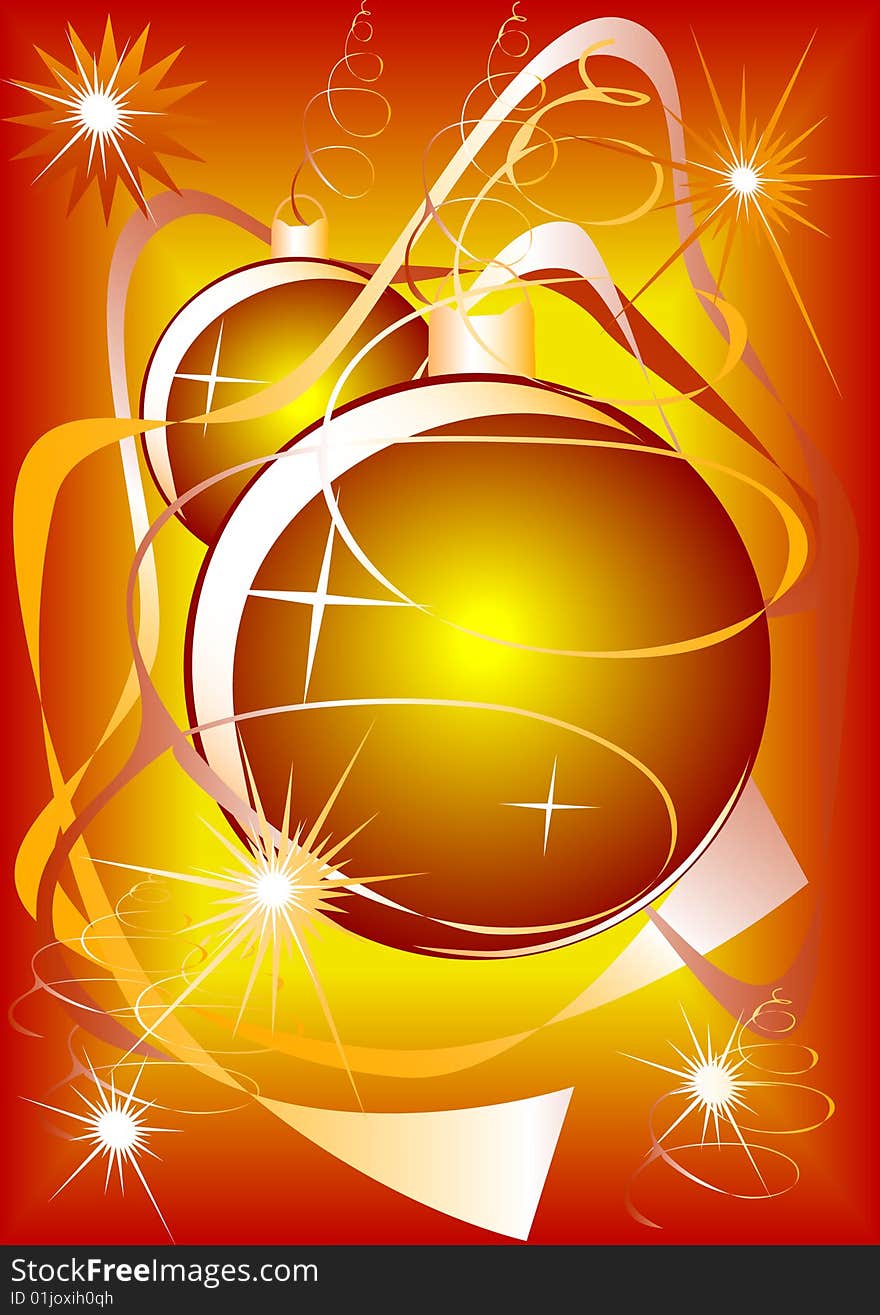 Orange colored christmas baubles, background vector