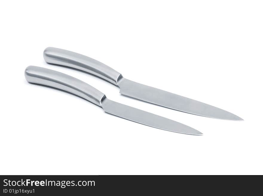 Two kitchen knife on a white background