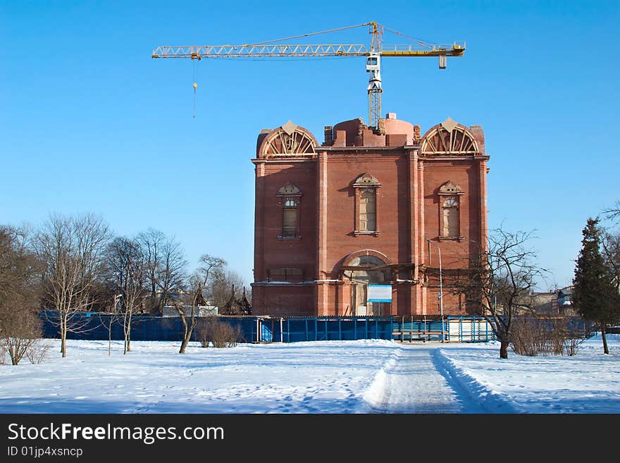 Construction of new christian church on place of destroyed one in St. Petersburg