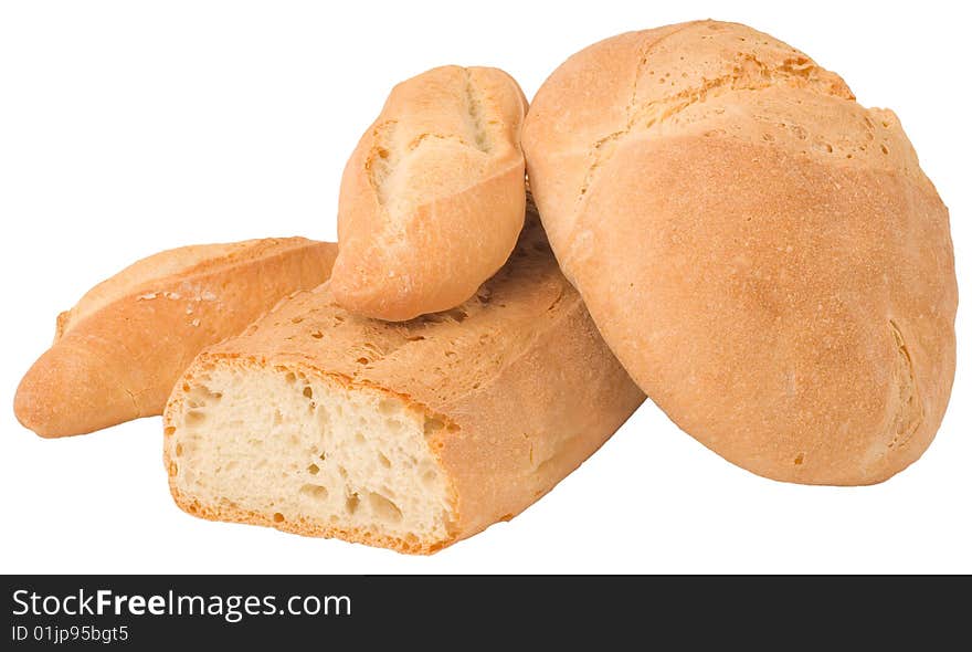 Typical italian handcrafted bread on white background