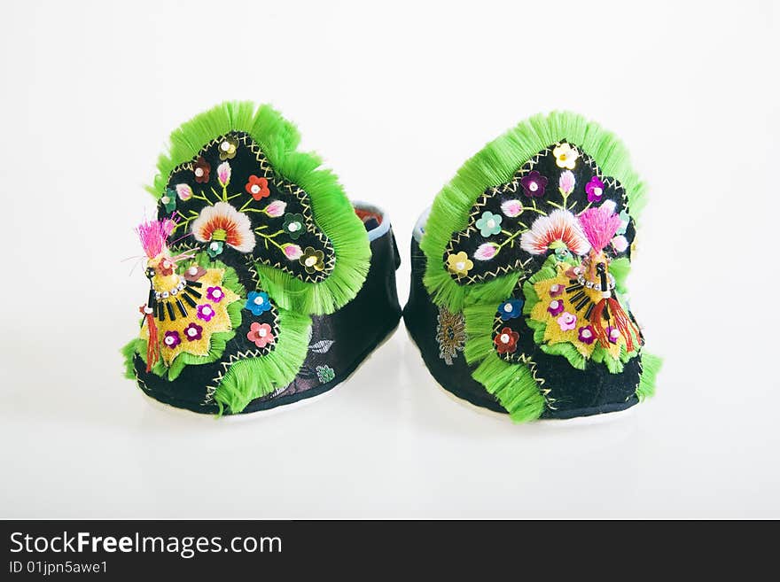 Chinese folk art, handmade cloth shoes.