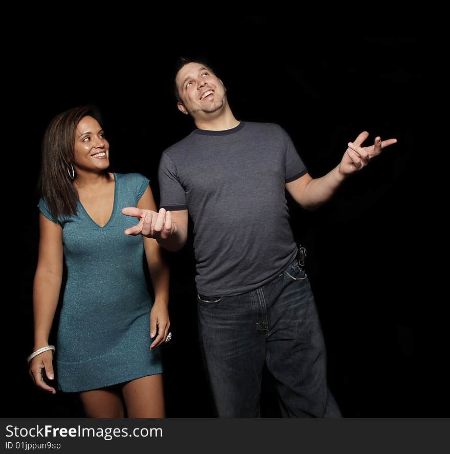 Man gesturing to the woman