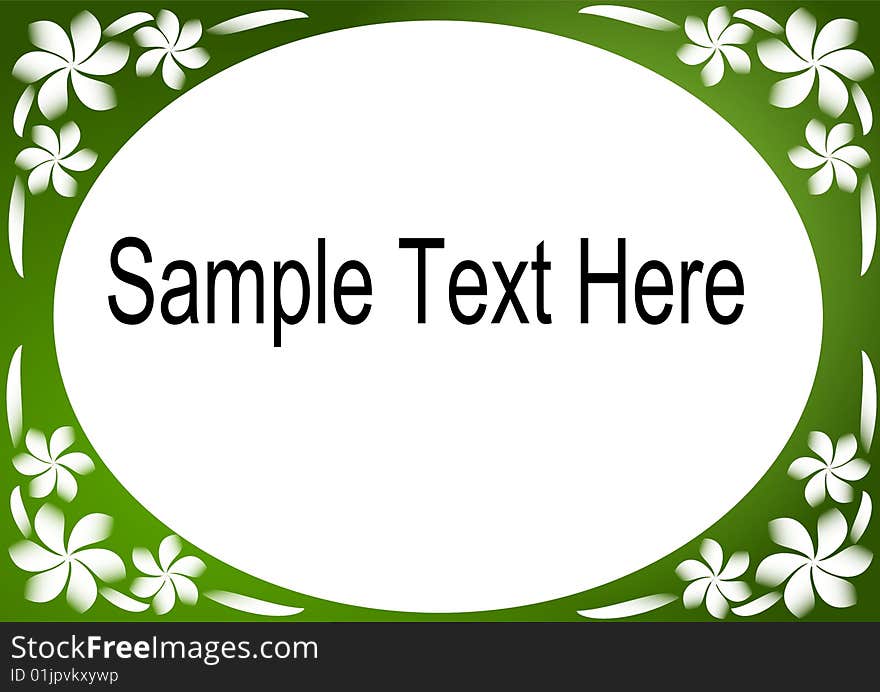 Vector - Frangipani Floral Border in green and white - place to type text. Vector - Frangipani Floral Border in green and white - place to type text