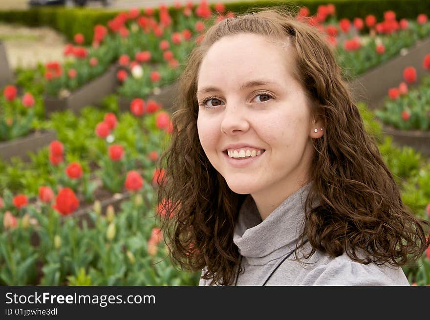 Pretty Girl With Flowers