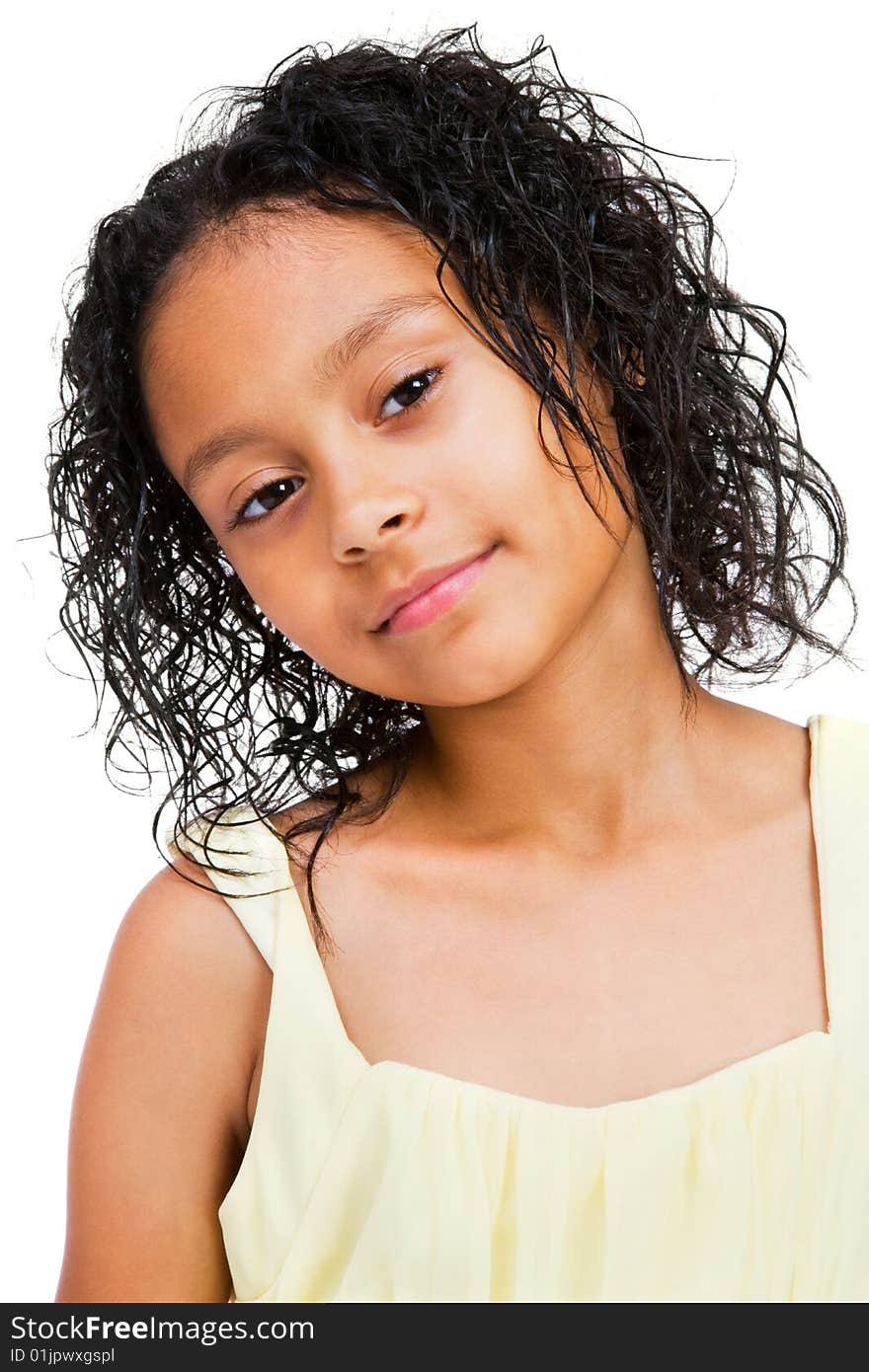 Portrait of a girl posing isolated over white