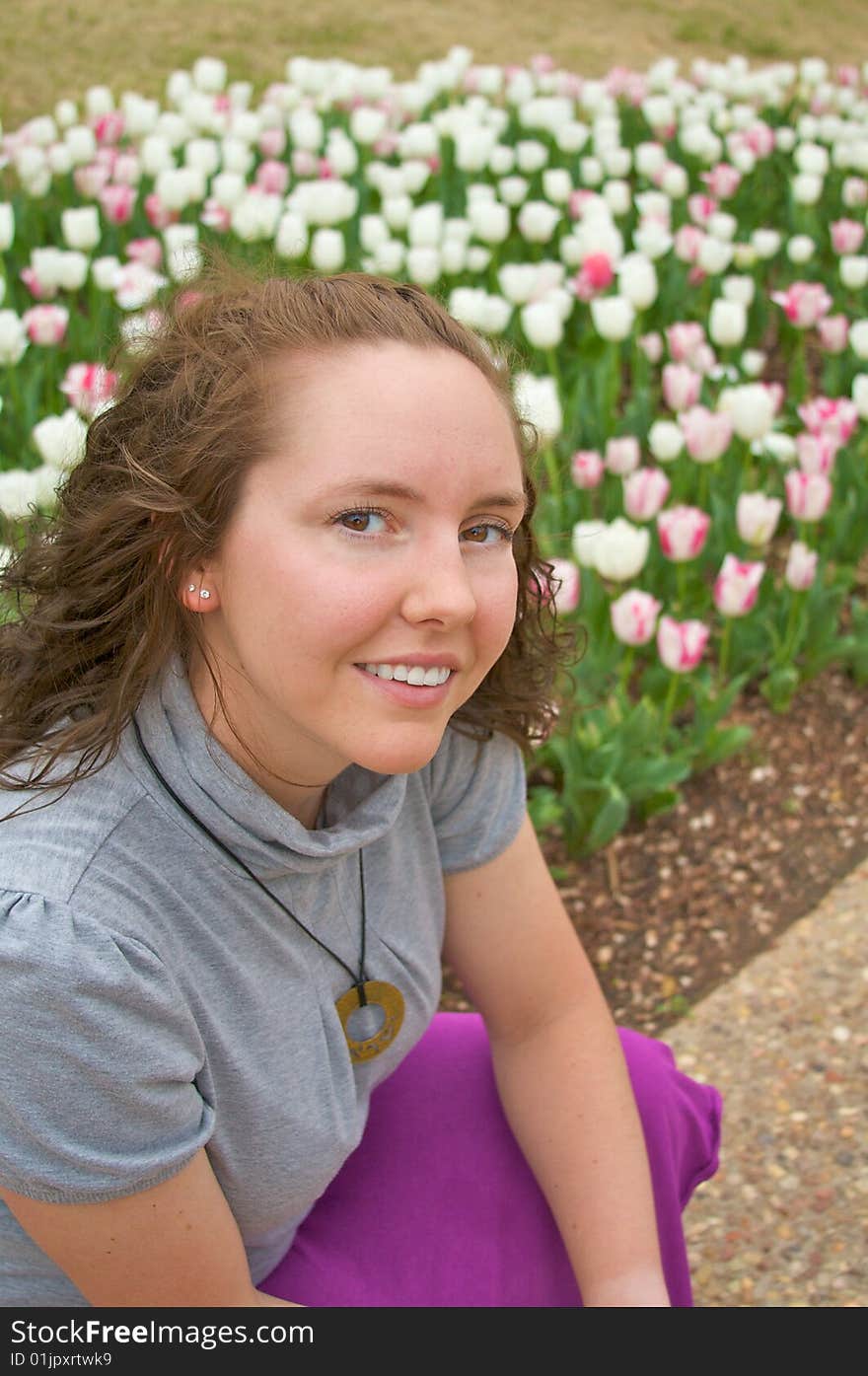 Pretty Girl with Flowers