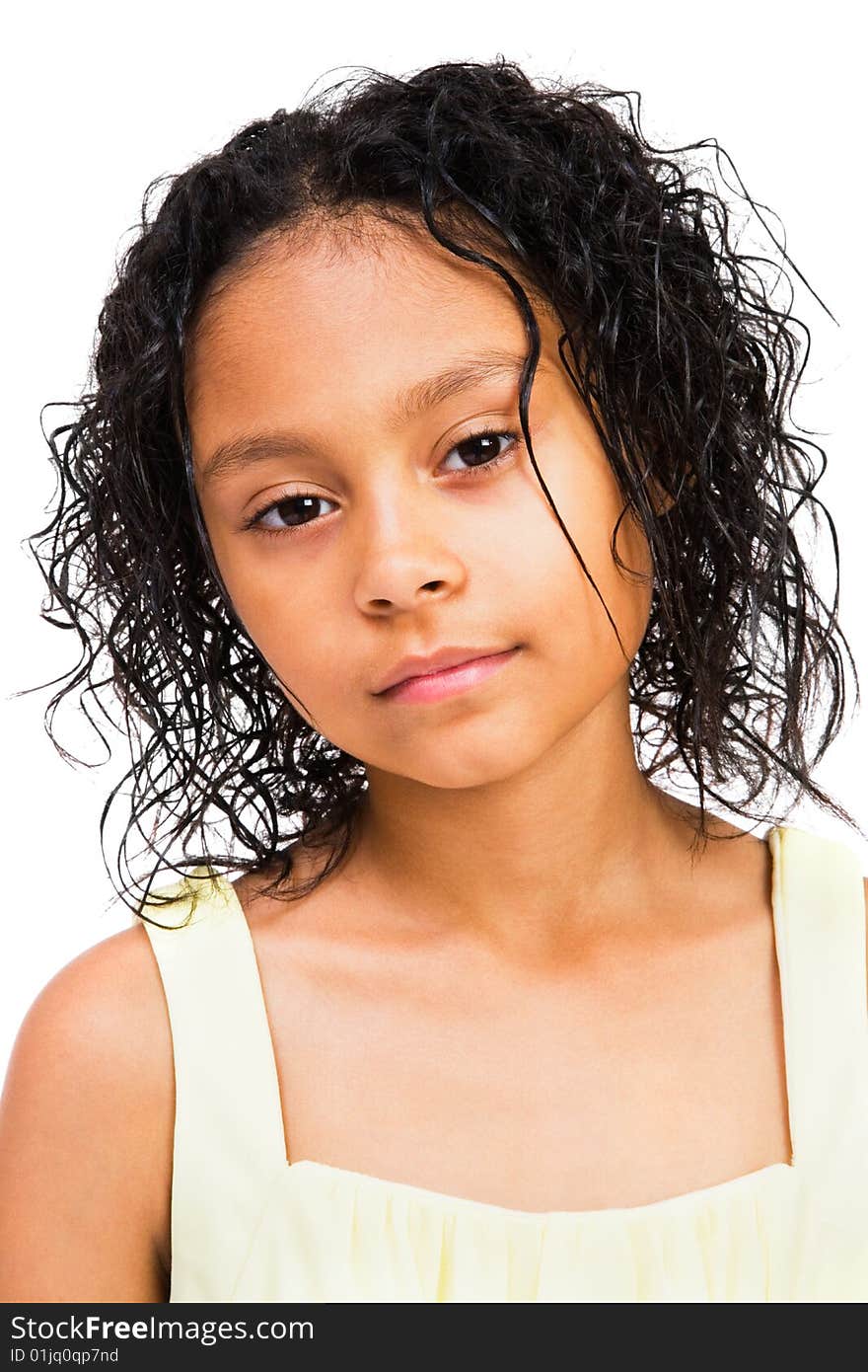 Portrait of a girl posing isolated over white