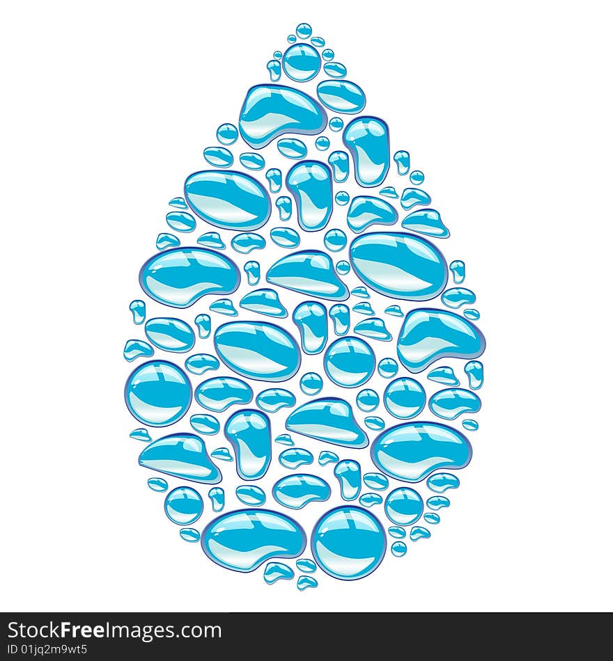 Large waterdrop background made up of many little waterdrops isolated on white. Large waterdrop background made up of many little waterdrops isolated on white