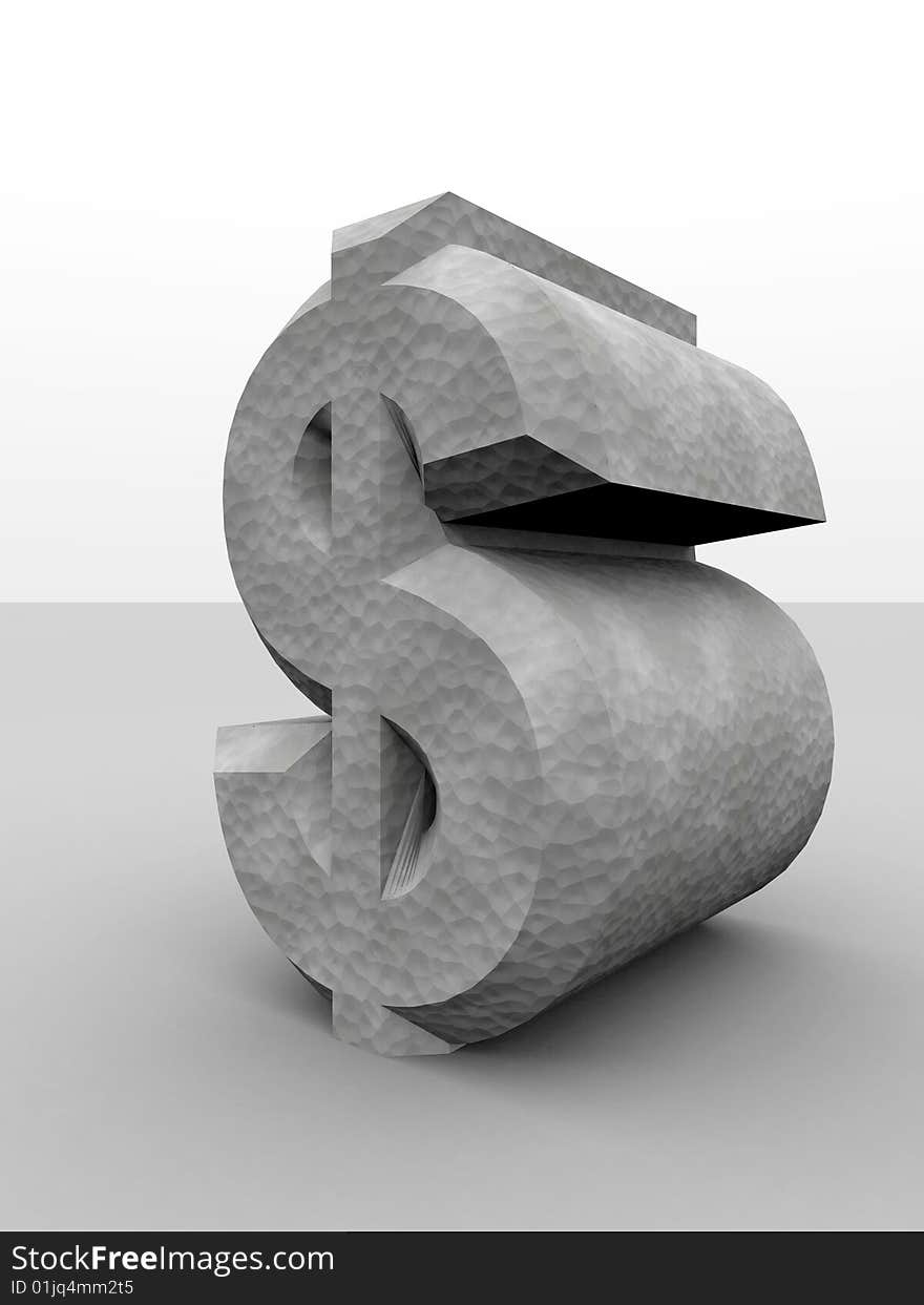 Digitally created dollar sign with concrete texture. Digitally created dollar sign with concrete texture.