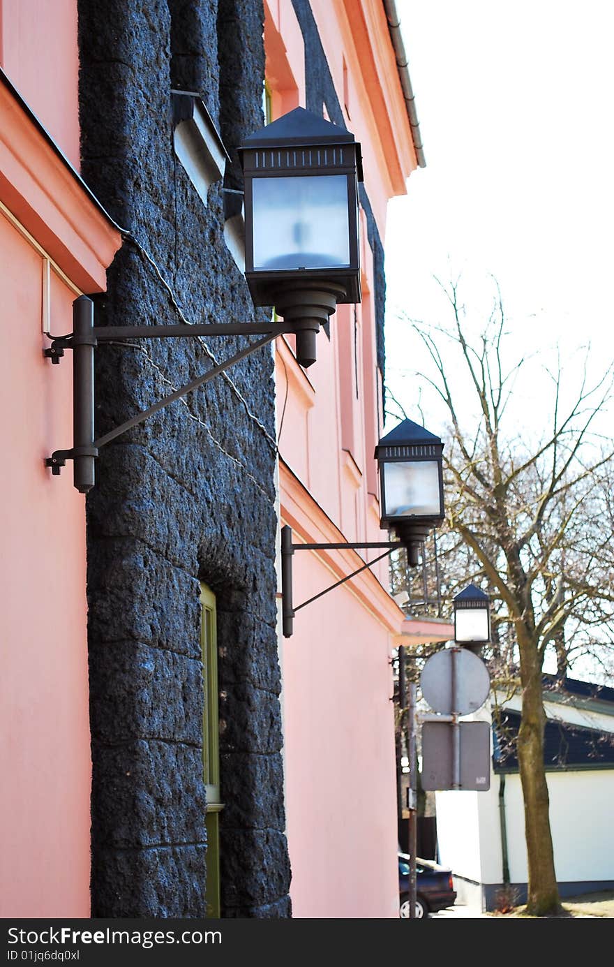 Lamp on the old building. Lamp on the old building