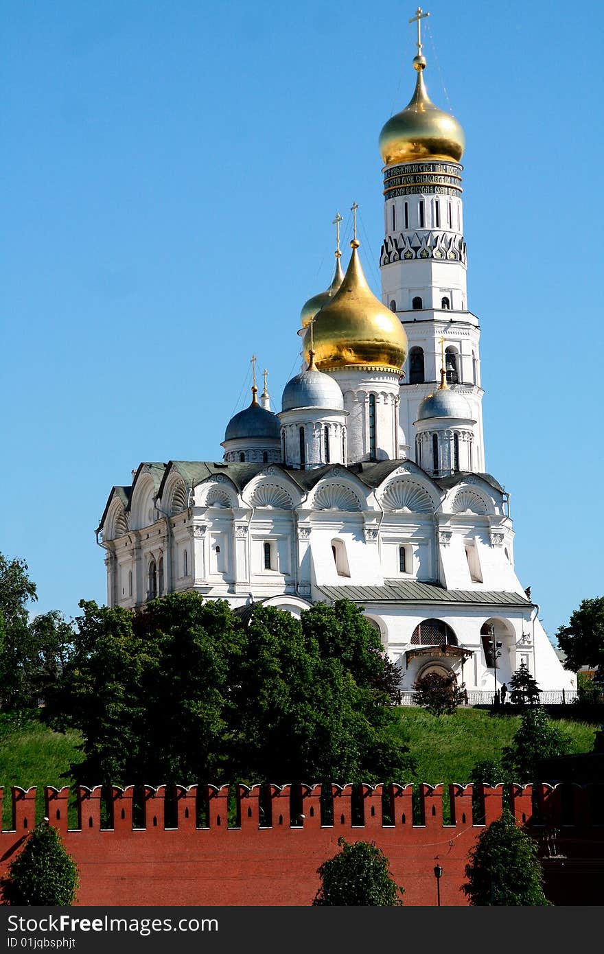 Domes of Christian church against the blue sky