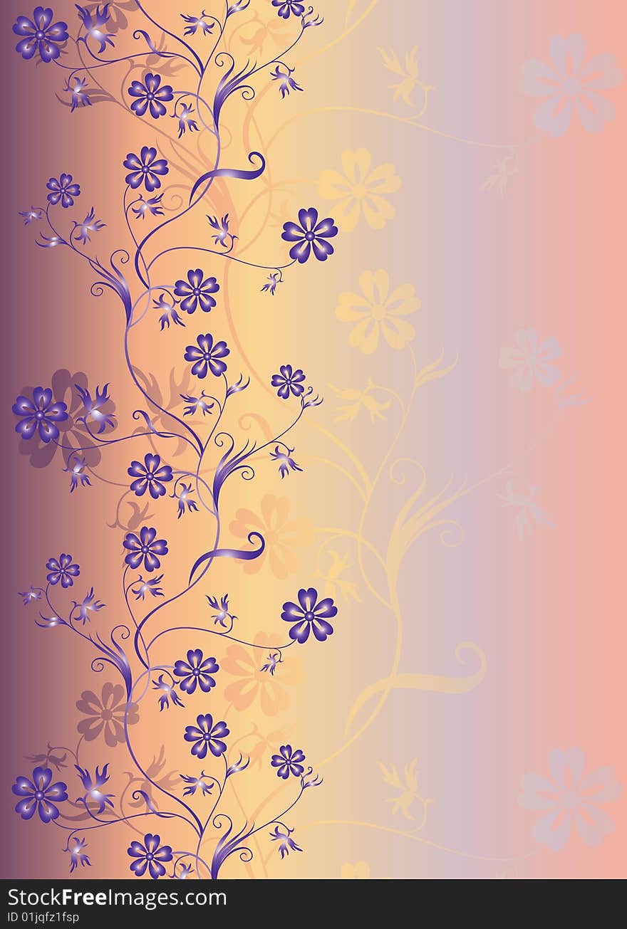 Spring branch with colors on a blue background. Spring branch with colors on a blue background