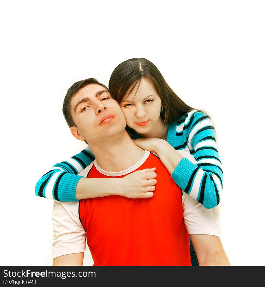 Young couple over white background