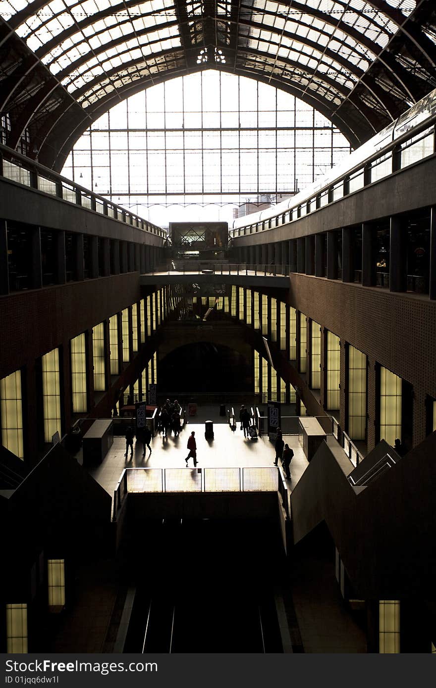 Interior of a train station in antwerp belgium