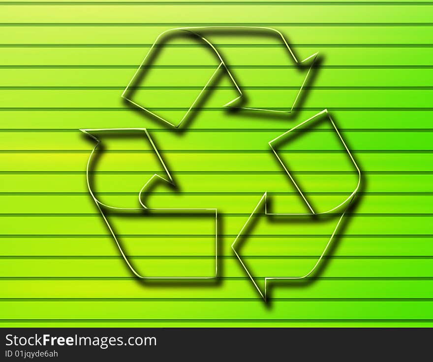 Green symbol of recycle on green background