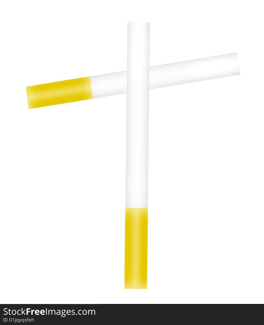 Cigarettes on cross shape. Abstract illustration design