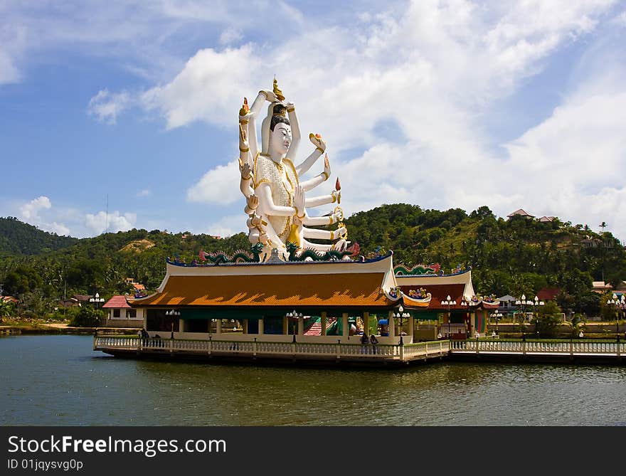 Large White Buddhist God at Wat Plai Laem temple Koh Samui , Thailand. Large White Buddhist God at Wat Plai Laem temple Koh Samui , Thailand