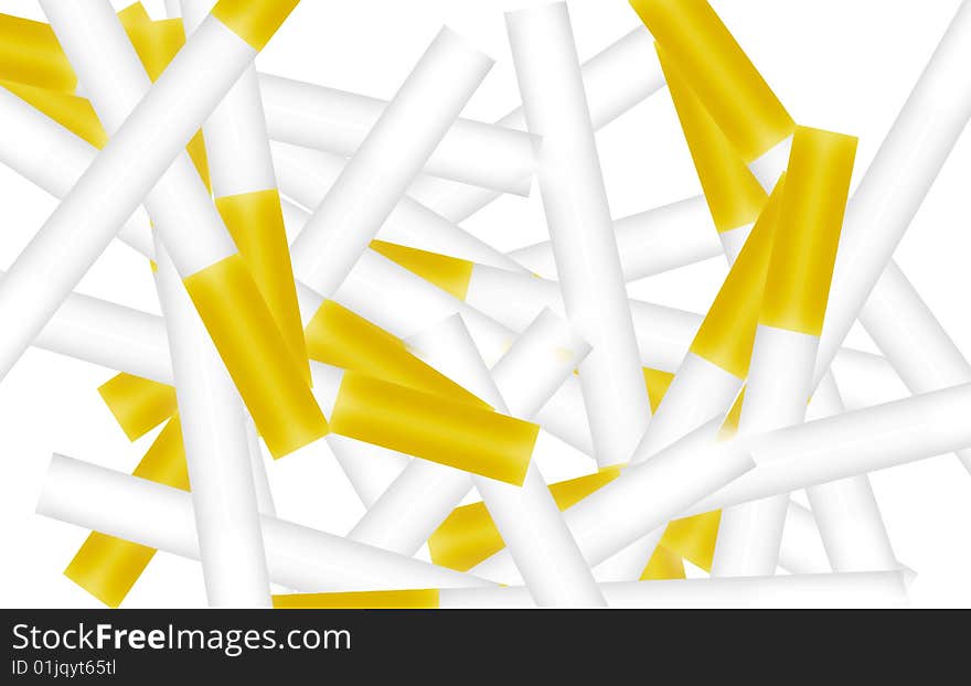 Cigarettes on white background. Abstract illustration design