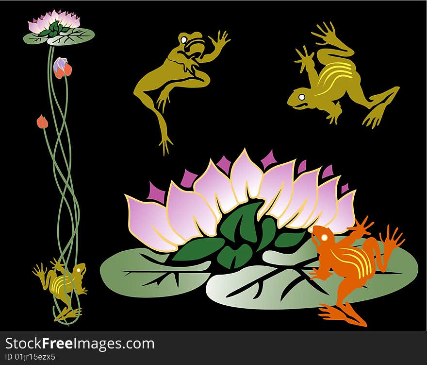 Vector figures of plants and animals a bog