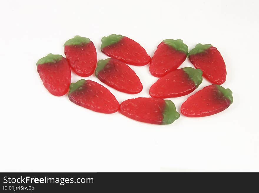 Strawberry candy sweets isolated over a white background