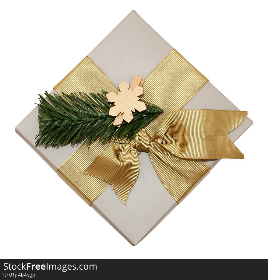 Gift box with golden ribbon