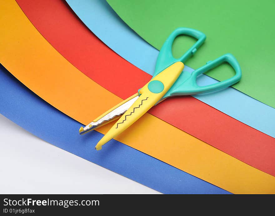 Colored paper and scissors