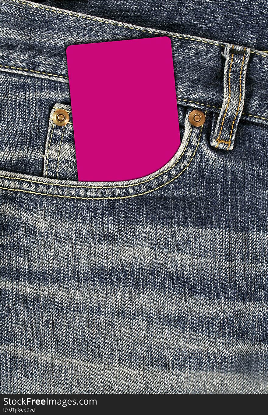 Jean texture with pocket and pink empty card