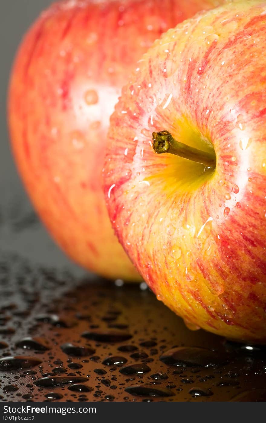 Close up on fresh wet apples. Close up on fresh wet apples