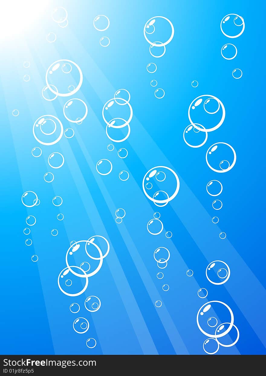 Blue water with bubbles. Vector illustration. Blue water with bubbles. Vector illustration.