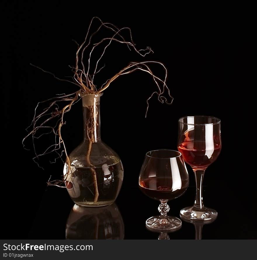 Two goblets on black background. Two goblets on black background.