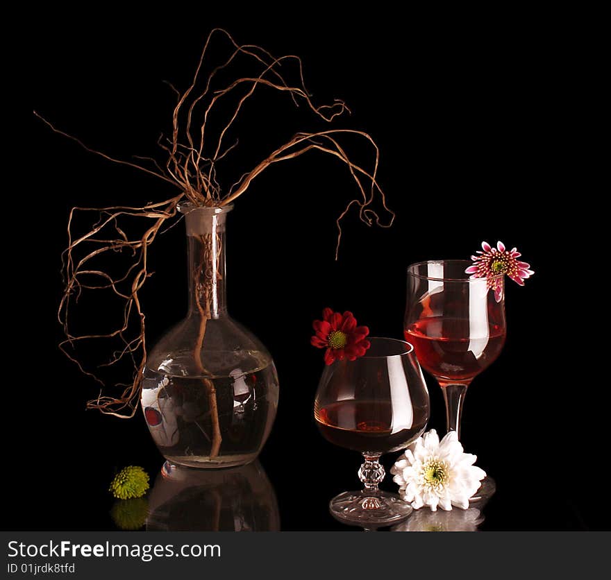 Two goblets on black background. Two goblets on black background.