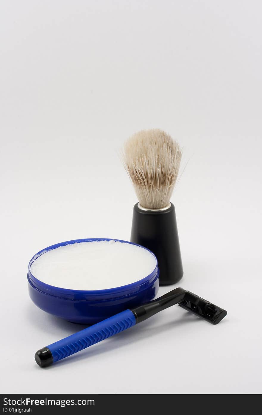 Black Shaving Brush,blue safety Razor and Soap. Black Shaving Brush,blue safety Razor and Soap