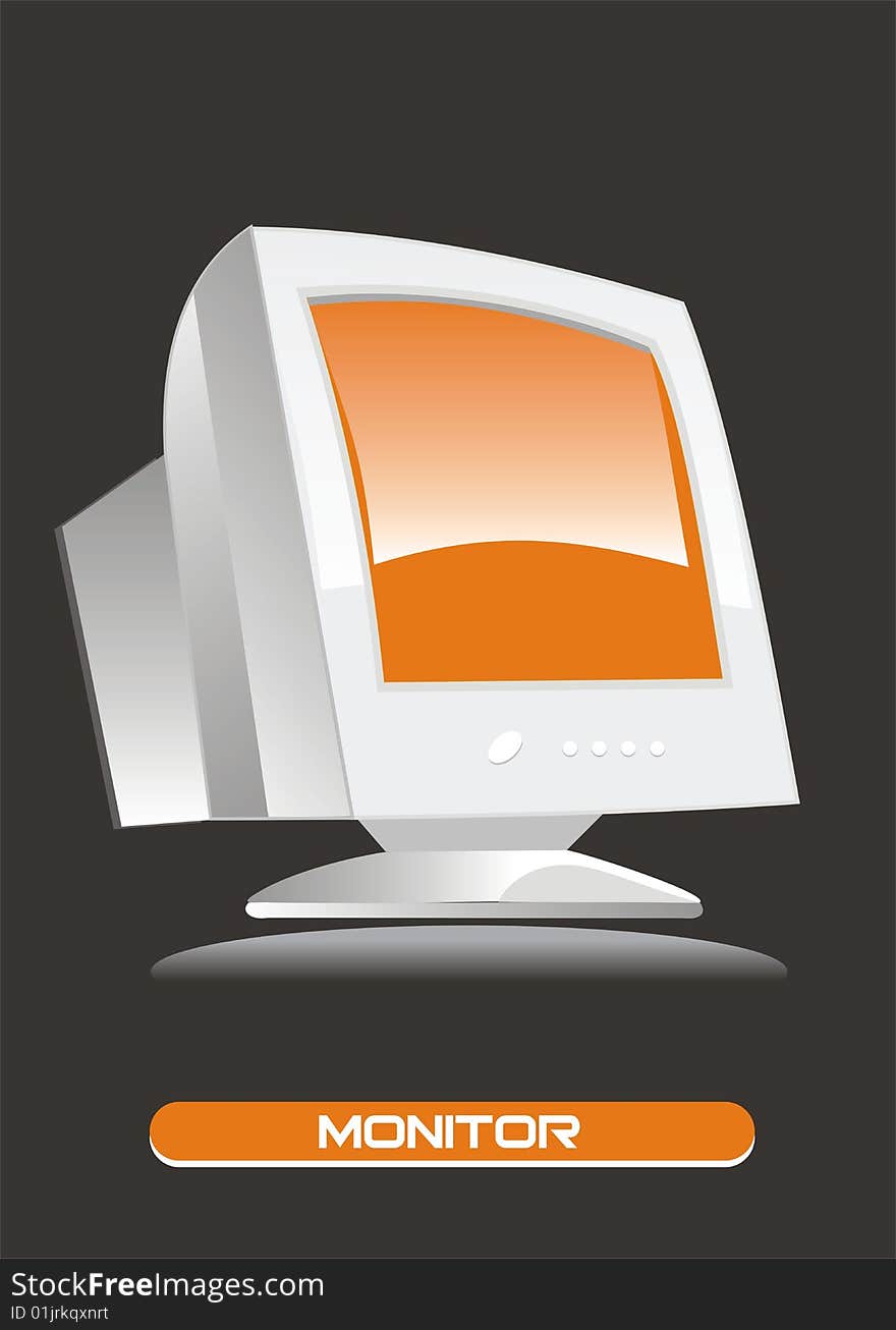 Illustration of computer monitor isolated on colored background.