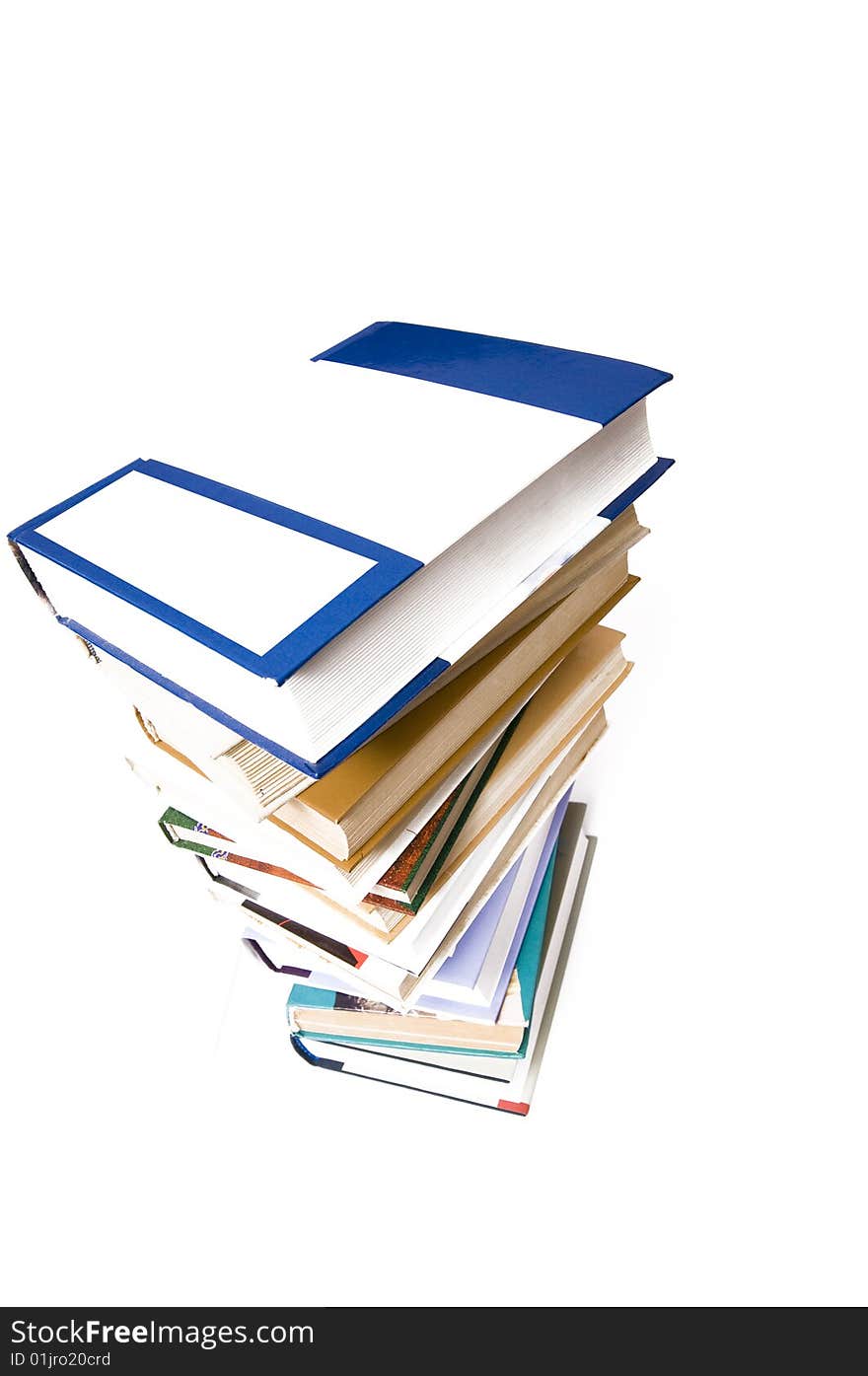 A pile of books isolated on a white background