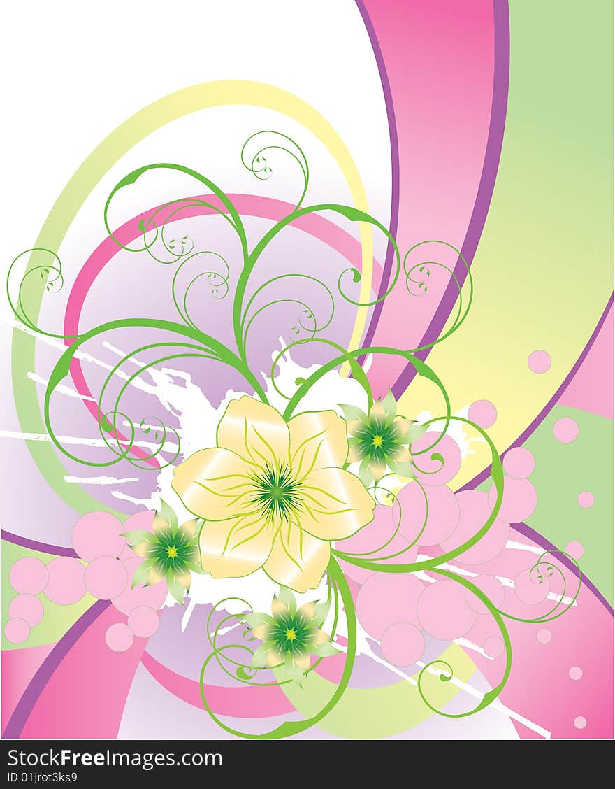 Stylish flowers on abstract background