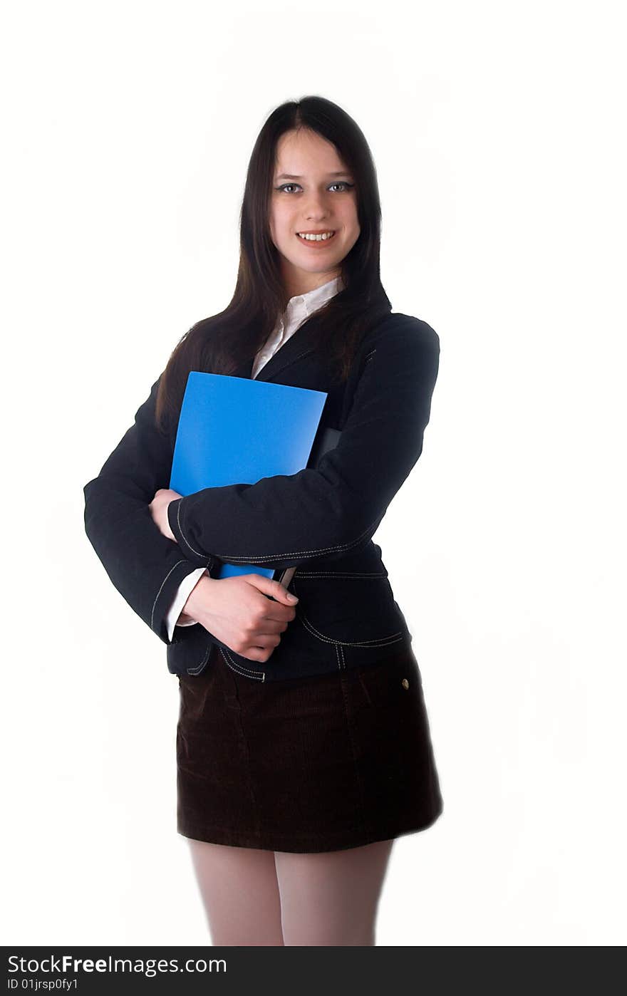 The beautiful businesswoman in a black jacket. The beautiful businesswoman in a black jacket