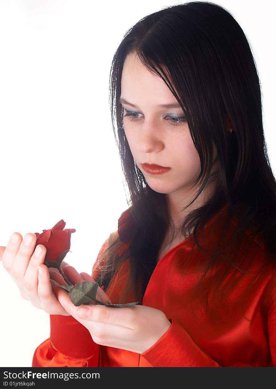 Beautiful girl in red